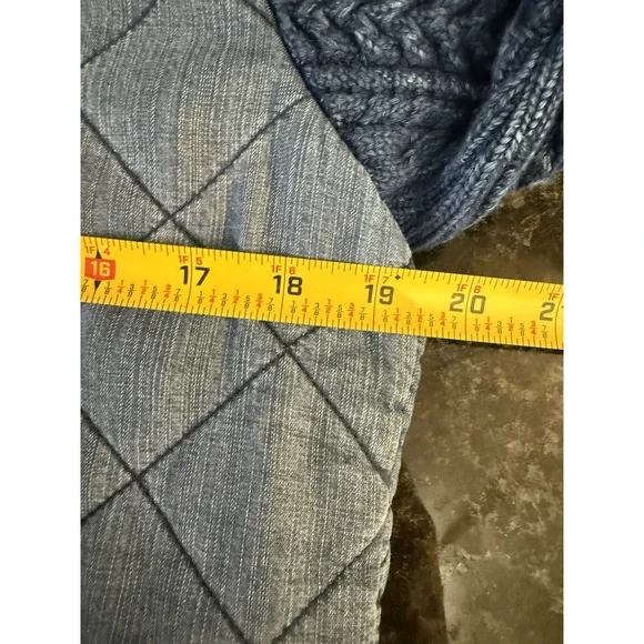 Anthropologie Cloth & Stone Bomber Jacket Small Denim Blue Chambray Zip Puffer - Picture 8 of 10